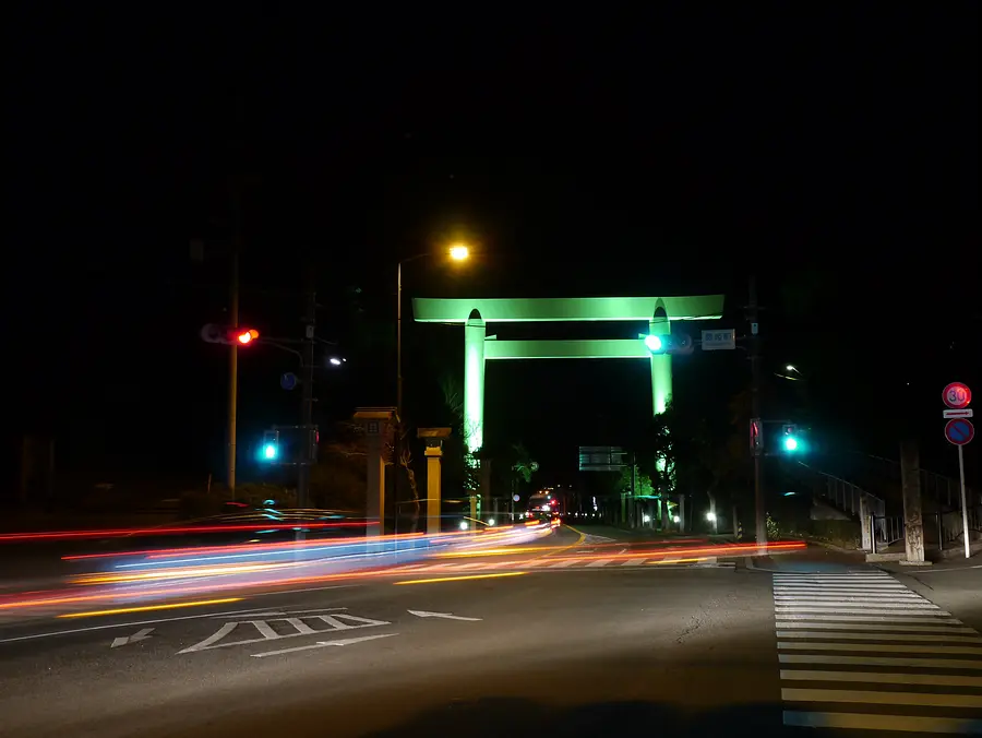 Torii type monument (Ise Otorii) green light up
