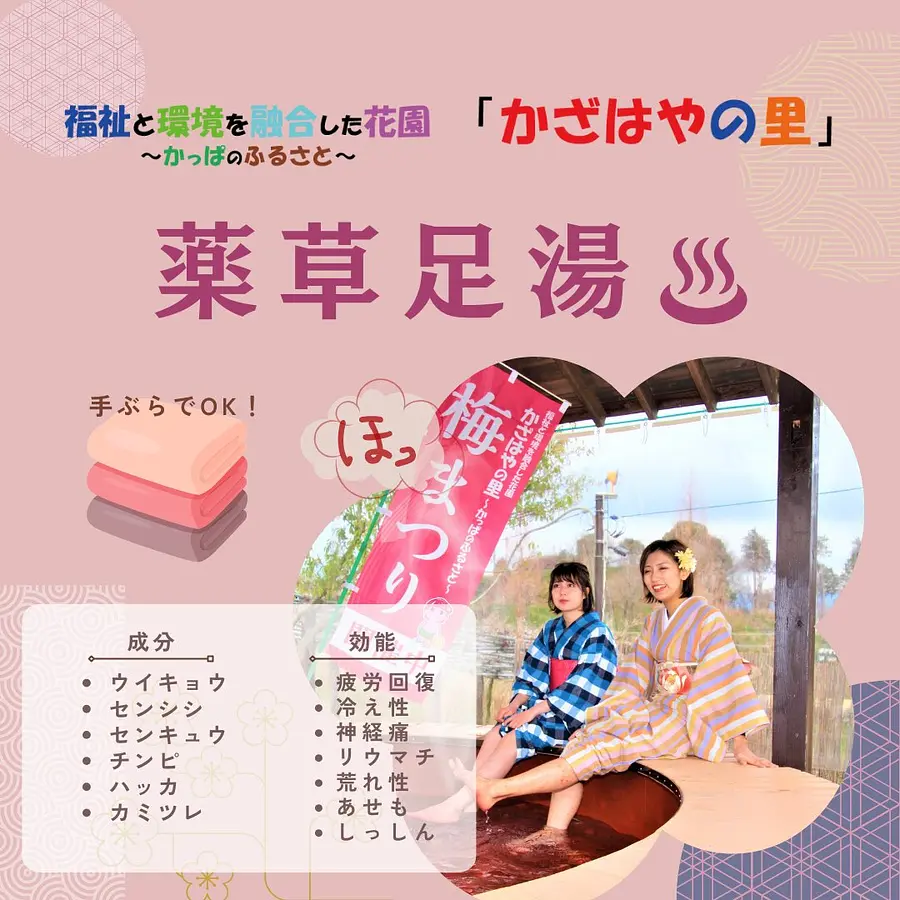 9.かざはやの里の癒し「眺めの良い薬草足湯」