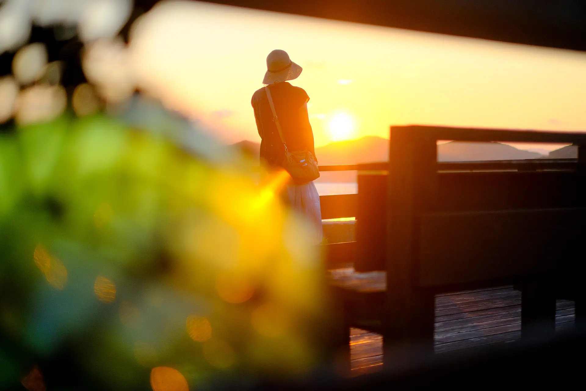 浜島のビン玉ロードでの夕景