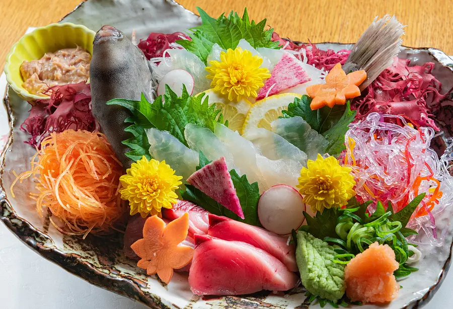 sliced raw fish