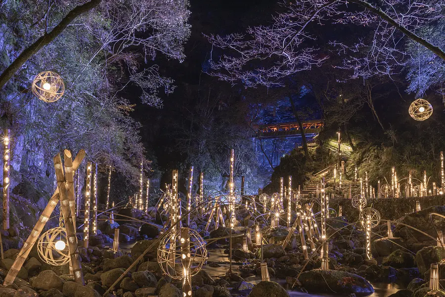 Akame 48 Cascades Lumières subtiles en bambou ①