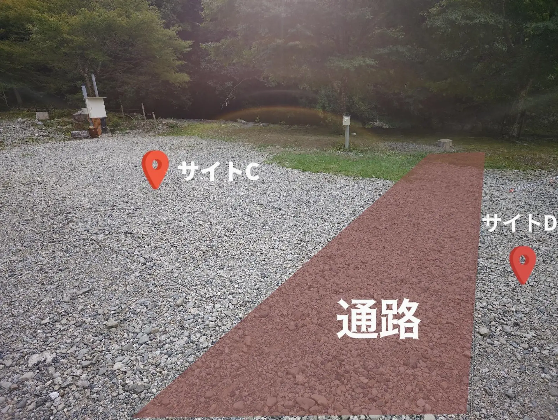 各サイトとサイトの間に通路があるのも嬉しい