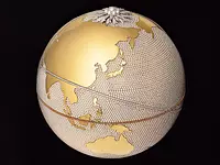 真珠や宝石を使った美術工芸品「地球儀」