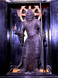 Wooden Bishamonten statue