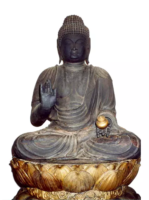 Statue assise de Bouddha de médecine en bois