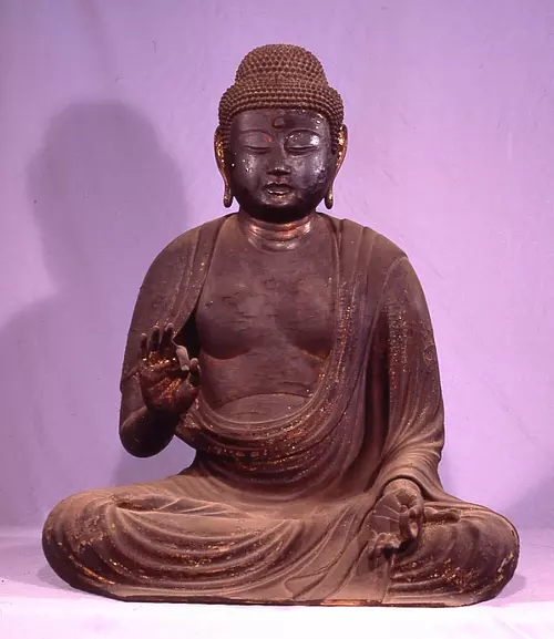 Statue assise en bois d'Amida Nyorai