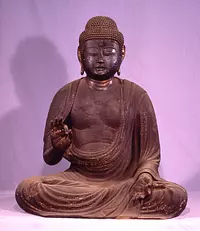 Estatua sentada de madera de Amida Nyorai