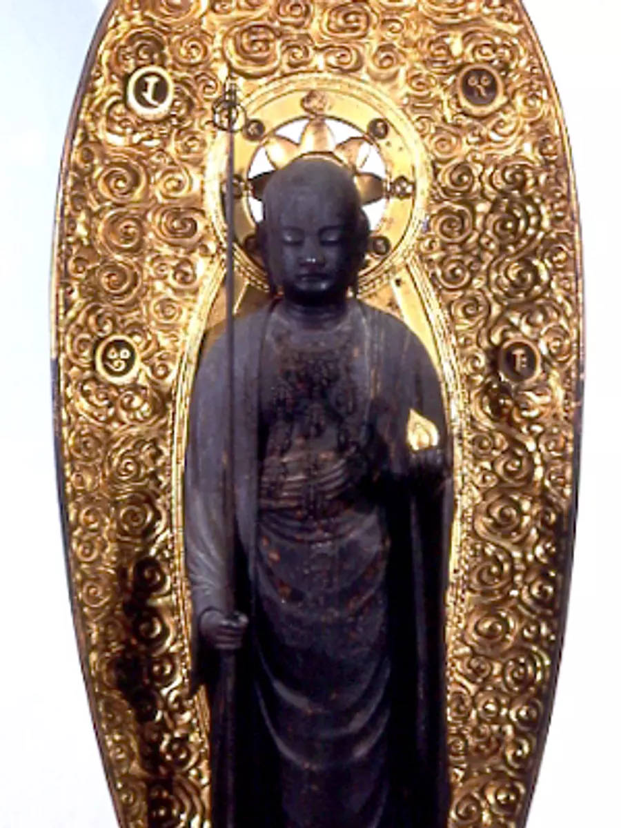 Wooden Jizo Bodhisattva statue