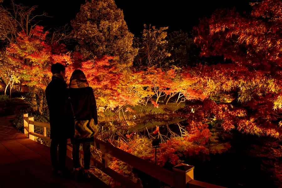 名花之裡（Nabananosato）里以秋天的紅葉而聞名。