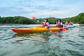 Kayaks en la costa soleada [Kayak de mar]
