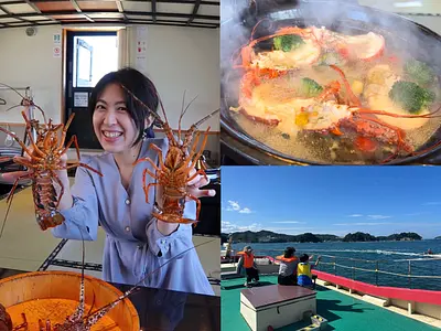 If you want to eat seasonal lobster and seafood dishes, go on a houseboat! Toba Seafood Yakatabune Okita