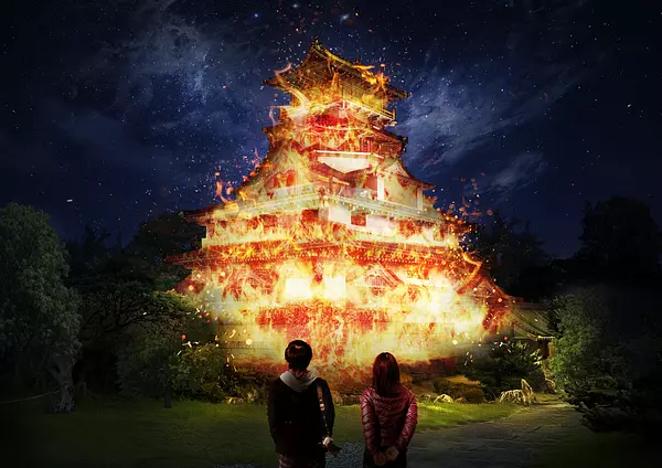 Reconstitution de l'incendie du château d'Azuchi