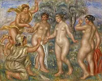 オーギュスト・ルノワール《パリスの審判》1913-14年頃 油彩、カンヴァス　 73.0×92.5 cm　ひろしま美術館蔵