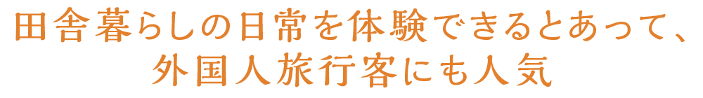 田舎暮らしの日常を体験できるとあって、外国人旅行客にも人気