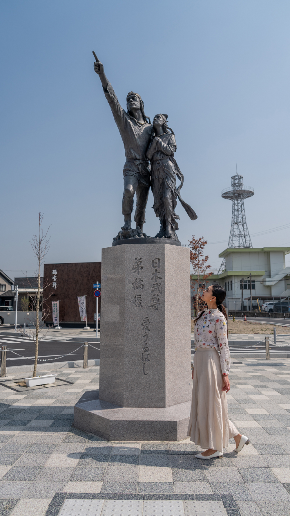 Statue en bronze Yamato Takeru Ototachi Banahime