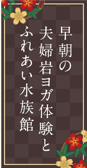 早朝の夫婦岩ヨガ体験とふれあい水族館