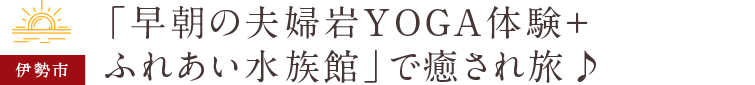「早朝の夫婦岩YOGA体験＋ふれあい水族館」で癒され旅♪