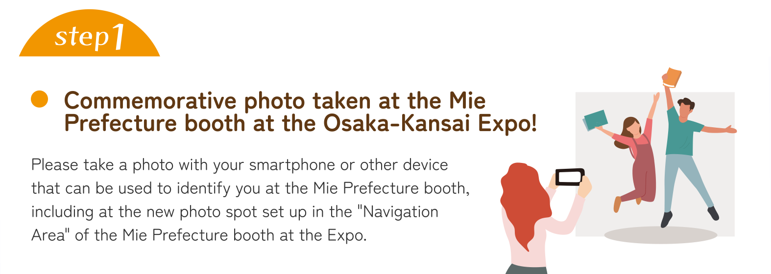 step1　Commemorative photo taken at the Mie Prefecture booth at the Osaka-Kansai Expo!