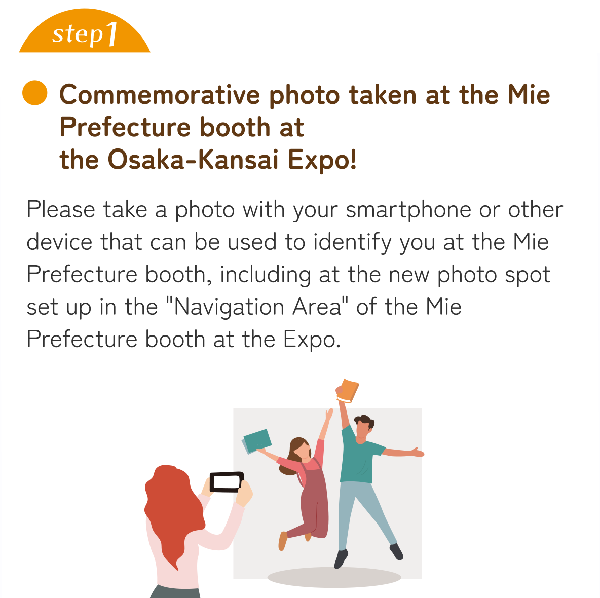 step1　Commemorative photo taken at the Mie Prefecture booth at the Osaka-Kansai Expo!